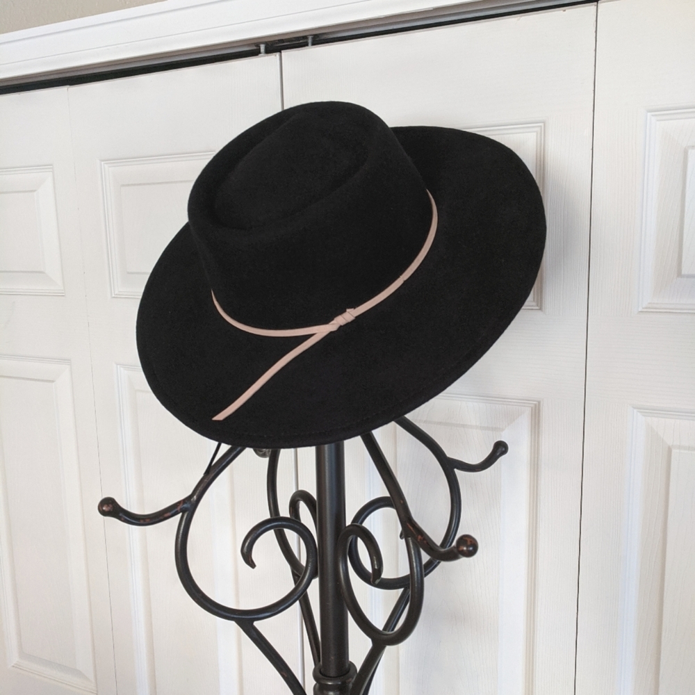 Women's Wide Brim Black Wool Hat World Market